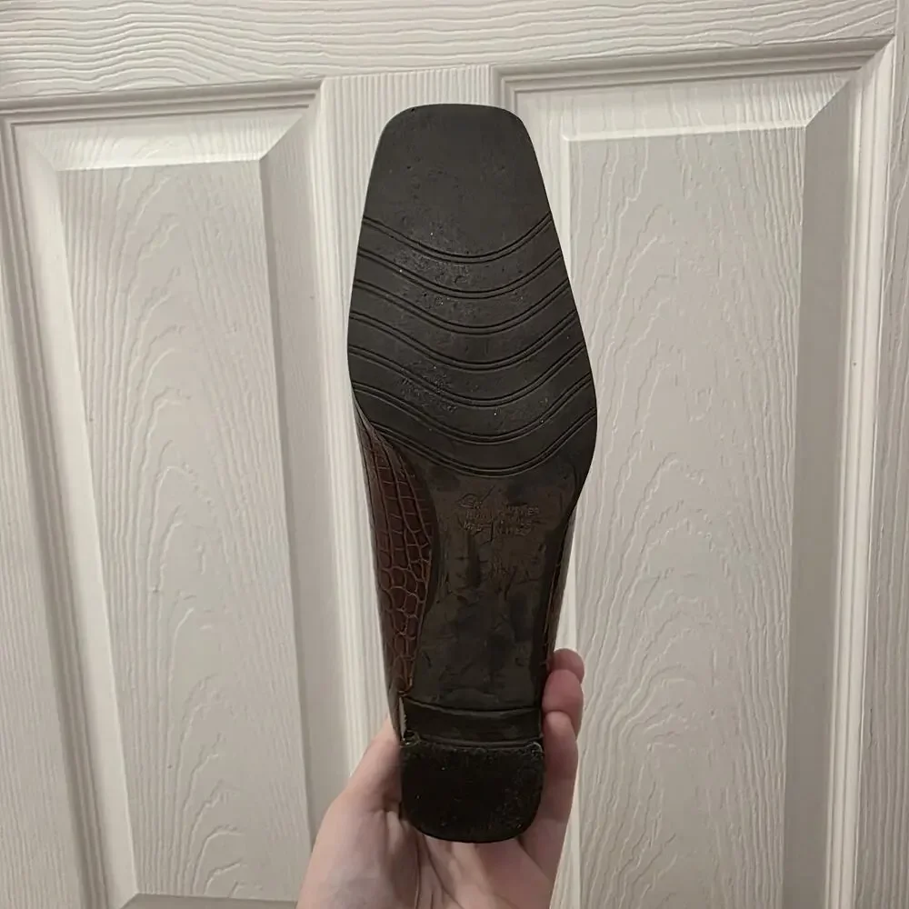 Vintage Talbots Brown Leather Snakeskin Preppy‎ Dark Academia Heels Size 6